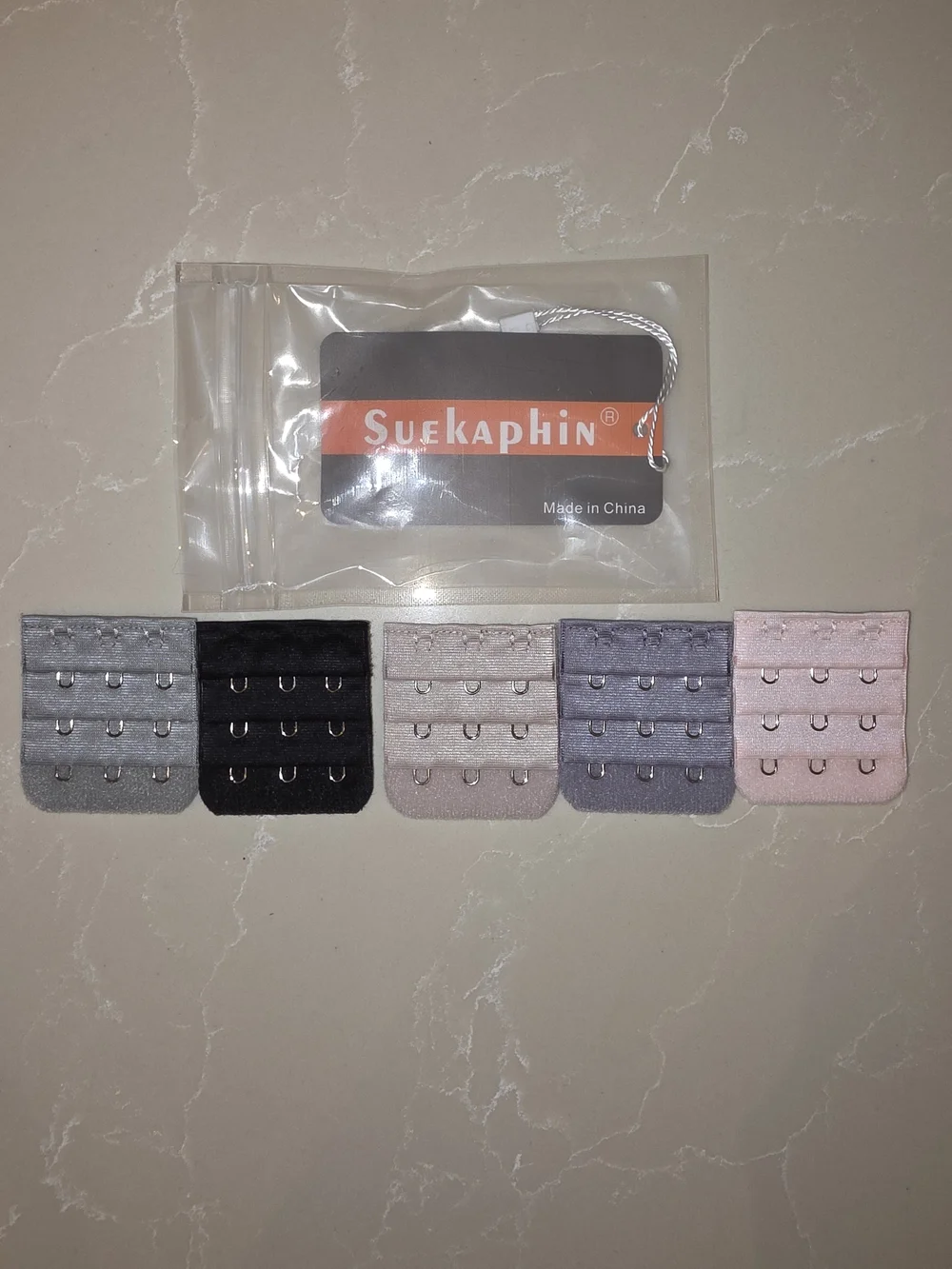 5-Pack Bra Extender Set in Gray, Black, Mauve, Lavender, and Light Pink
